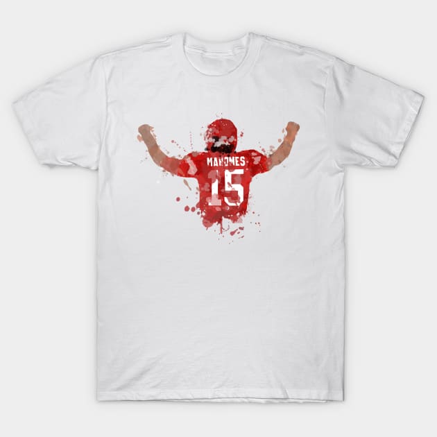 Patrick Mahomes Splatter Brush Art T-Shirt by cwijeta